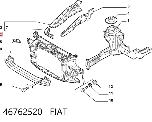 Osłona chłodnicy kompletna (panel mocowania reflektorów) 46762520 Fiat/Alfa/Lancia