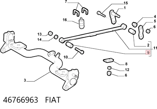 Silentblock przedni resoru tylnego 46766963 Fiat/Alfa/Lancia