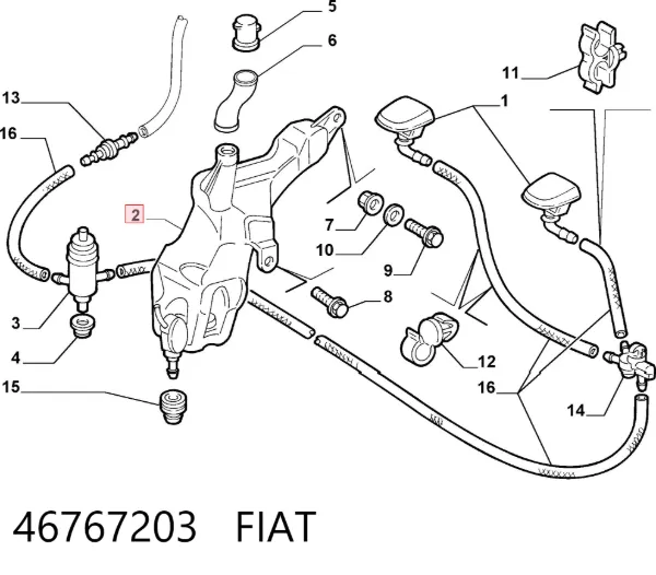 Zbiorniczek spryskiwacza szyb 46767203 Fiat/Alfa/Lancia