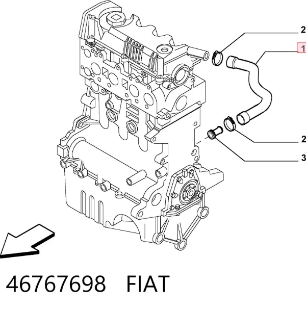 Króciec wentylacji kadłuba (separatora oleju) 46767698 Fiat/Alfa/Lancia