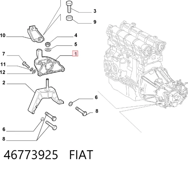 Poduszka (podpora) silnika lewa 46773925 Fiat/Alfa/Lancia