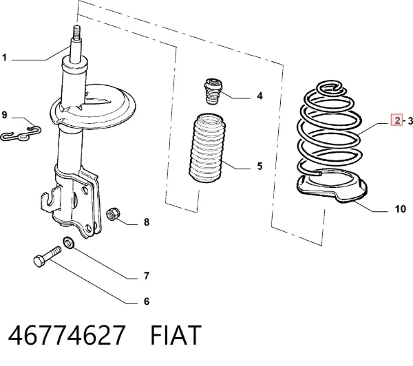 Sprężyna przednia 46774627 Fiat/Alfa/Lancia