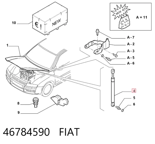 Amortyzator maski 46784590 Fiat/Alfa/Lancia