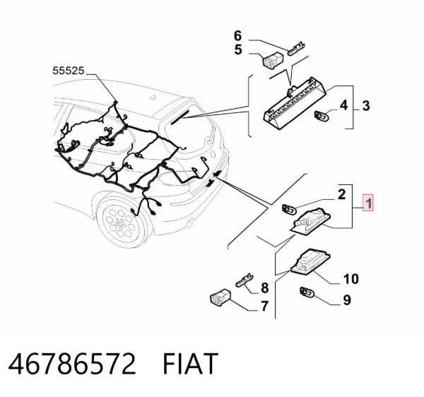 Lampa oświetlenia tylnej tablicy rejestracyjnej 46786572 Fiat/Alfa/Lancia