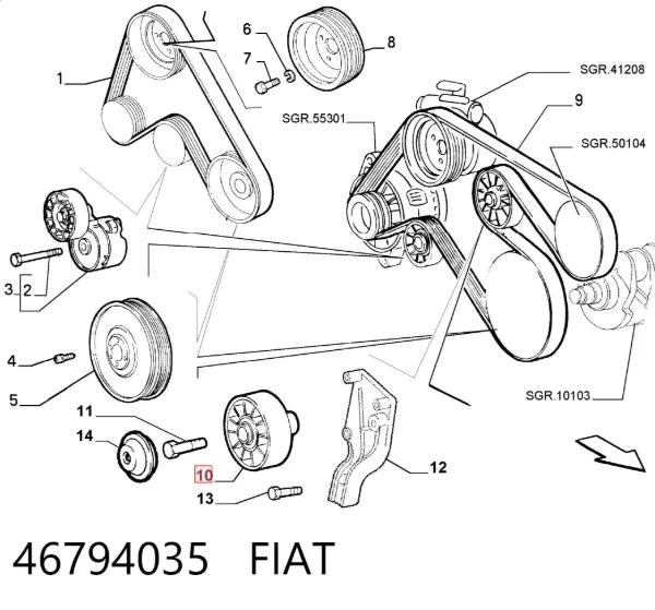 Rolka prowadząca, kierunkowa paska napędowego 46794035 Fiat/Alfa/Lancia