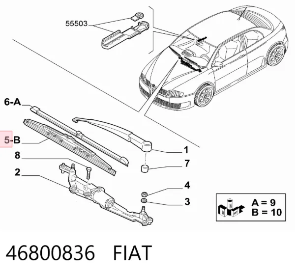 Pióro wycieraczki szyby przedniej kierowcy 46800836 Fiat/Alfa/Lancia