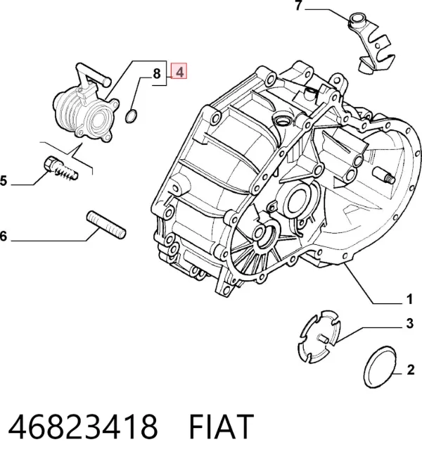 Cylinder roboczy sprzęgła (wysprzęglik) w komplecie z łożyskiem wyciskowym 46823418 Fiat/Alfa/Lancia