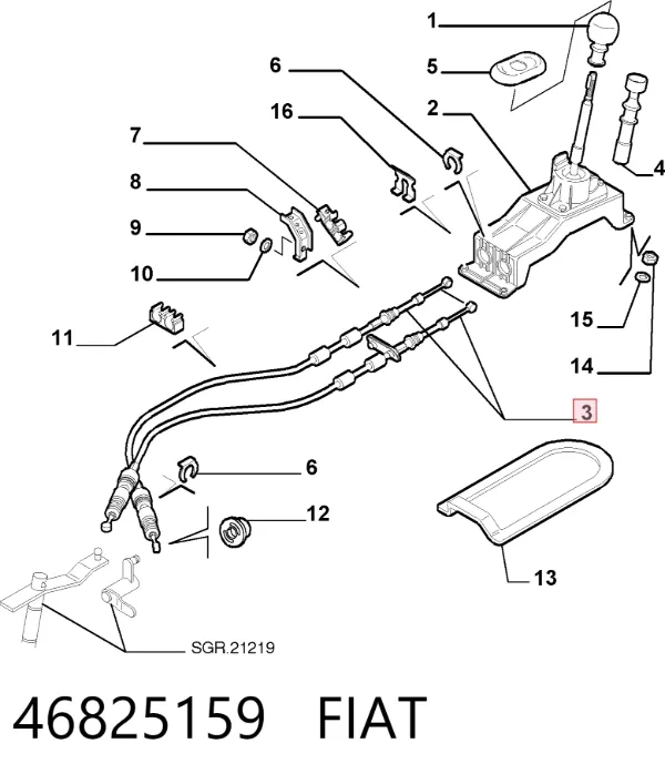 Linka dźwigni zmiany biegów podwójna 46825159 Fiat/Alfa/Lancia