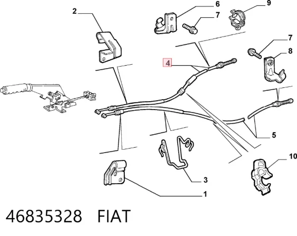 Linka hamulca ręcznego tylna prawa 46835328 Fiat/Alfa/Lancia