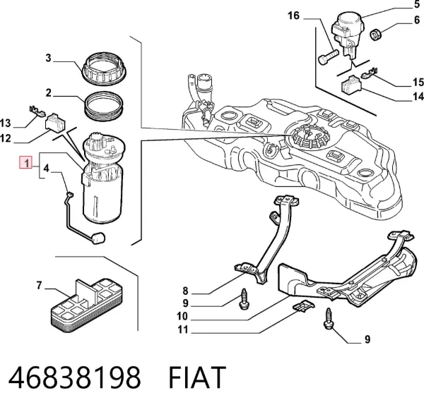 Moduł pompy paliwowej z czujnikiem poziomu paliwa 46838198 Fiat/Alfa/Lancia