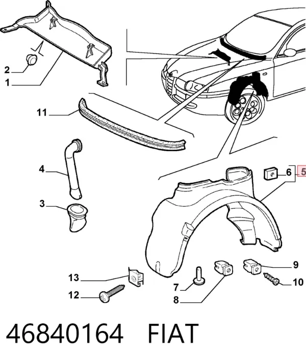 Nadkole błotnika przedniego prawe 46840164 Fiat/Alfa/Lancia