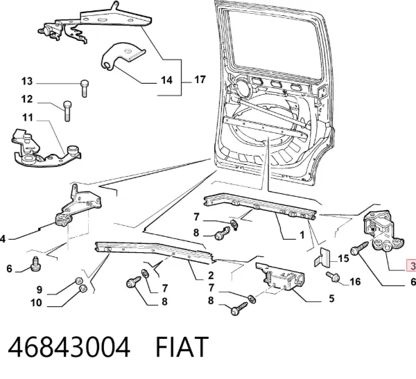 Rolka drzwi bocznych (przesuwnych) prawa środkowa 46843004 Fiat/Alfa/Lancia