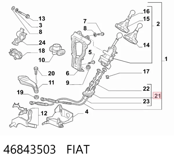 Linka dźwigni zmiany biegów podwójna 46843503 Fiat/Alfa/Lancia