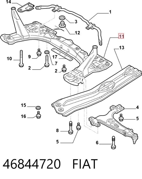 Korpus osi przedniej 46844720 Fiat/Alfa/Lancia