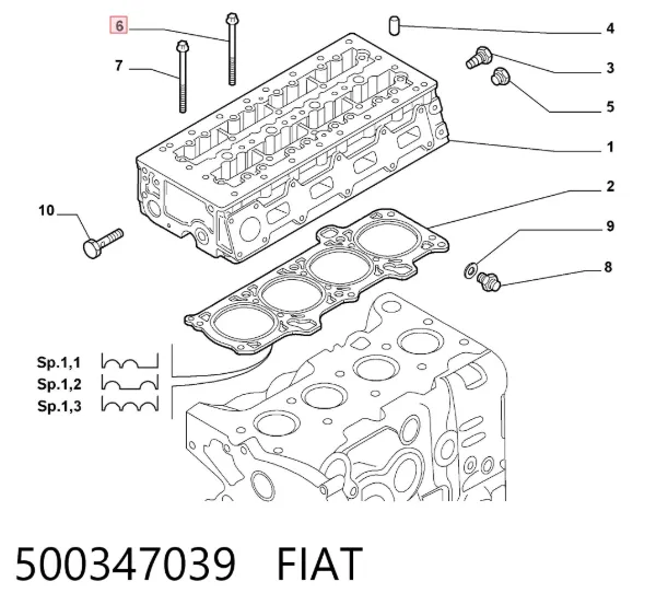 Śruba głowicy cylindrów 500347039 Fiat/Alfa/Lancia