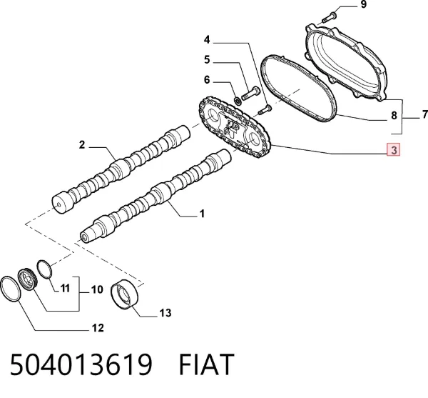 Łańcuch rozrządu 504013619 Fiat/Alfa/Lancia
