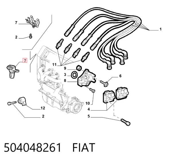 Czujnik położenia wałka rozrządu 504048261 Fiat/Alfa/Lancia