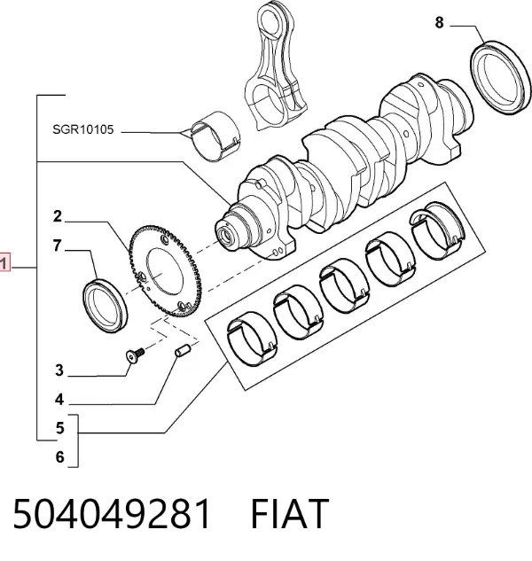 Wał korbowy silnika 504049281 Fiat/Alfa/Lancia
