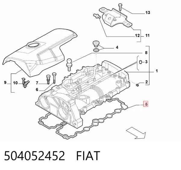 Uszczelka pokrywy zaworowej silnika 504052452 Fiat/Alfa/Lancia