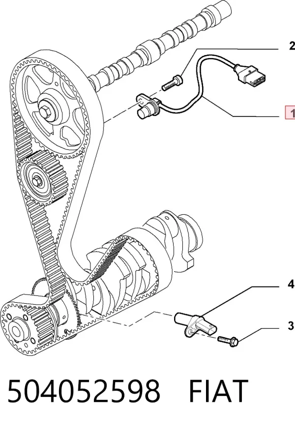 Czujnik położenia wałka rozrządu 504052598 Fiat/Alfa/Lancia