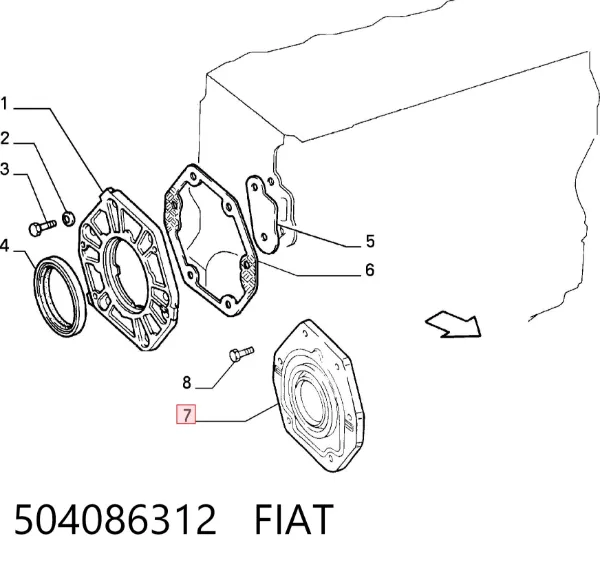 Uszczelniacz wału korbowego przedni 504086312 Fiat/Alfa/Lancia