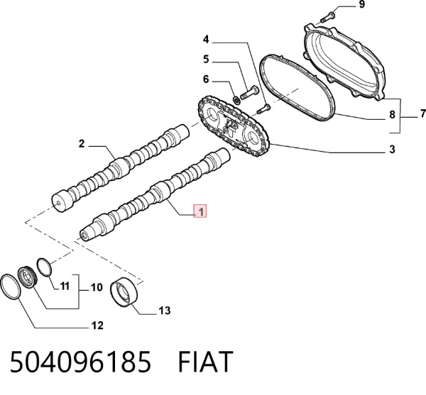 Wał rozrządu silnika ssący, dolotowy 504096185 Fiat/Alfa/Lancia