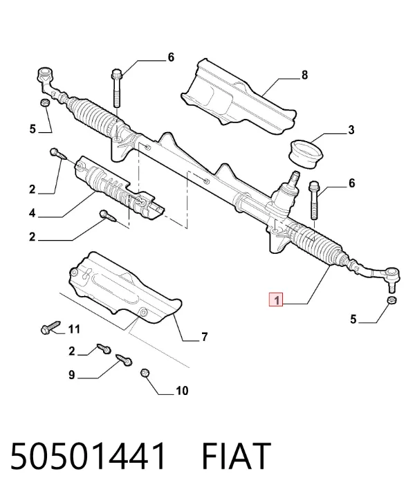 Listwa kierownicza (maglownica) 50501441 Fiat/Alfa/Lancia