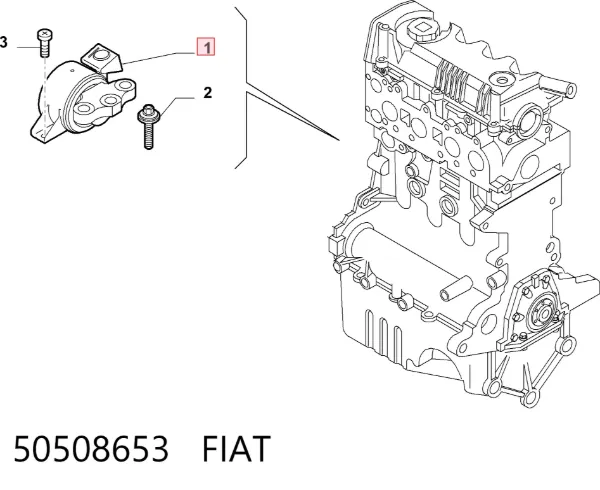 Poduszka (podpora) silnika lewa 50508653 Fiat/Alfa/Lancia