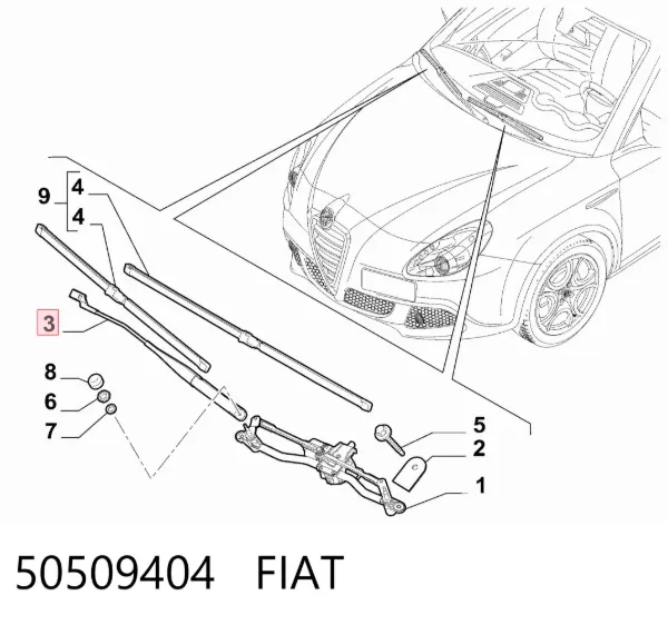 Ramię wycieraczki szyby przedniej Alfa Romeo Giulietta 940