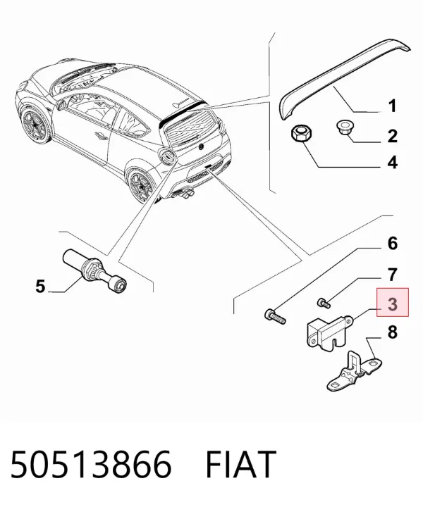 Zamek klapy bagażnika (3/5 drzwi tylnych) 50513866 Fiat/Alfa/Lancia