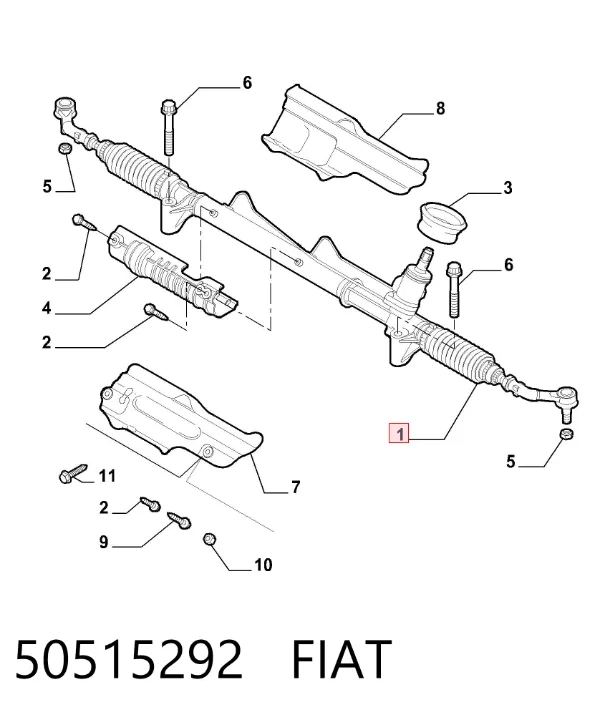 Listwa kierownicza (maglownica) 50515292 Fiat/Alfa/Lancia