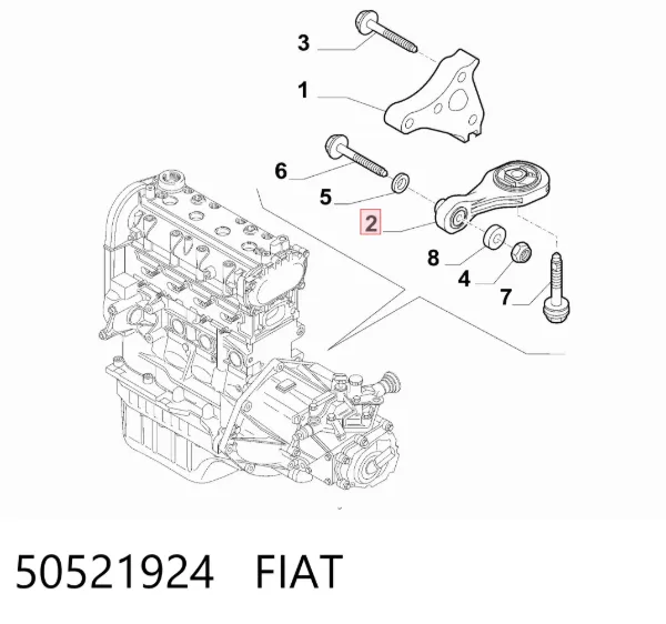 Poduszka (podpora) silnika tylna 50521924 Fiat/Alfa/Lancia
