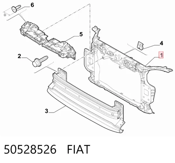 Osłona chłodnicy kompletna (panel mocowania reflektorów) 50528526 Fiat/Alfa/Lancia