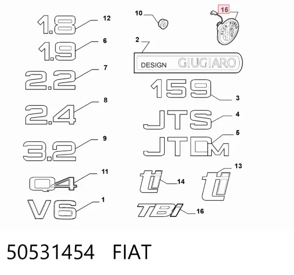 Emblemat na klapę bagaznika (znaczek firmowy) Alfa Romeo 159 939