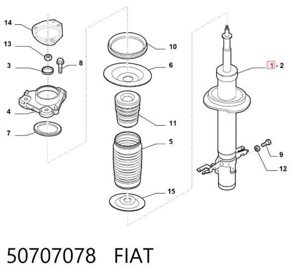 Amortyzator przedni 50707078 Fiat/Alfa/Lancia