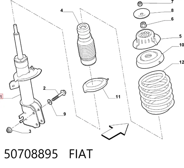 Amortyzator przedni 50708895 Fiat/Alfa/Lancia