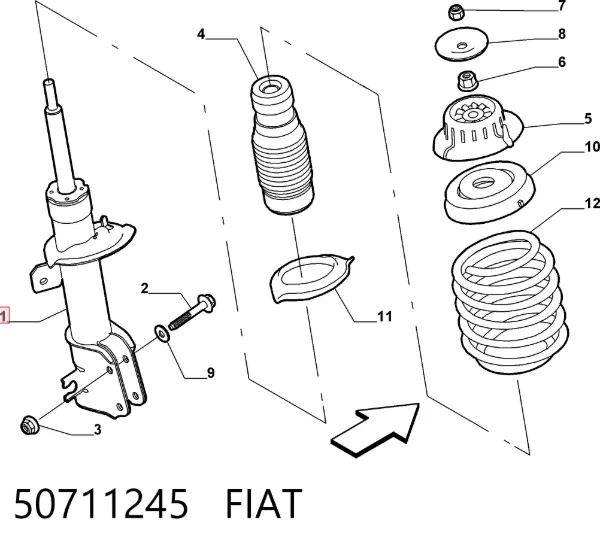 Amortyzator przedni 50711245 Fiat/Alfa/Lancia