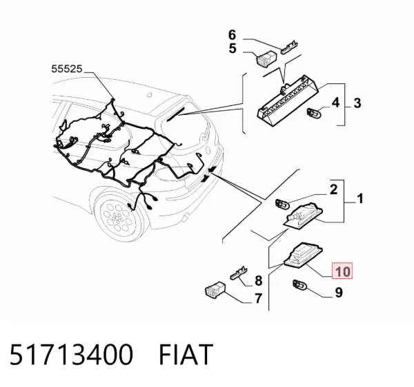 Lampa oświetlenia tylnej tablicy rejestracyjnej 51713400 Fiat/Alfa/Lancia