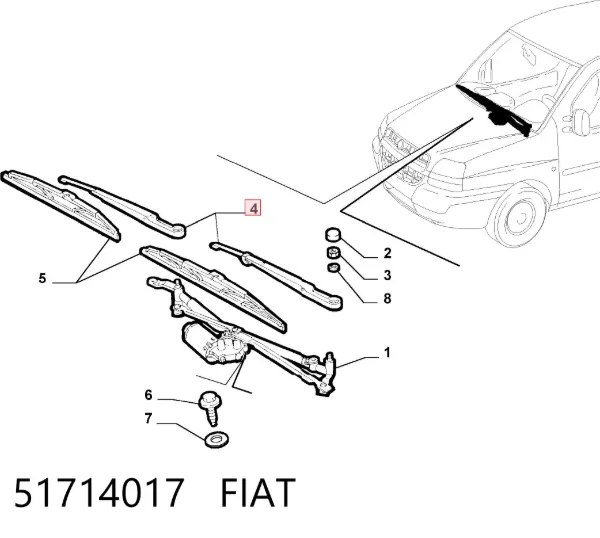 Ramię wycieraczki szyby przedniej 51714017 Fiat/Alfa/Lancia