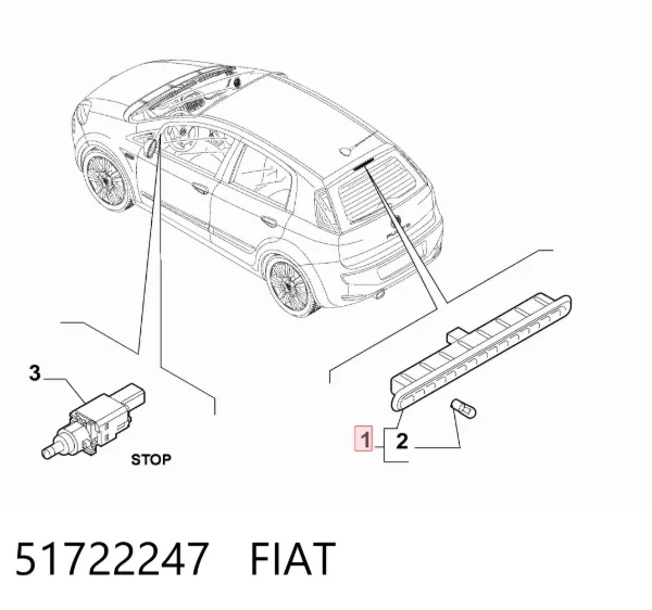 Lampa stop tylna dodatkowa 51722247 Fiat/Alfa/Lancia