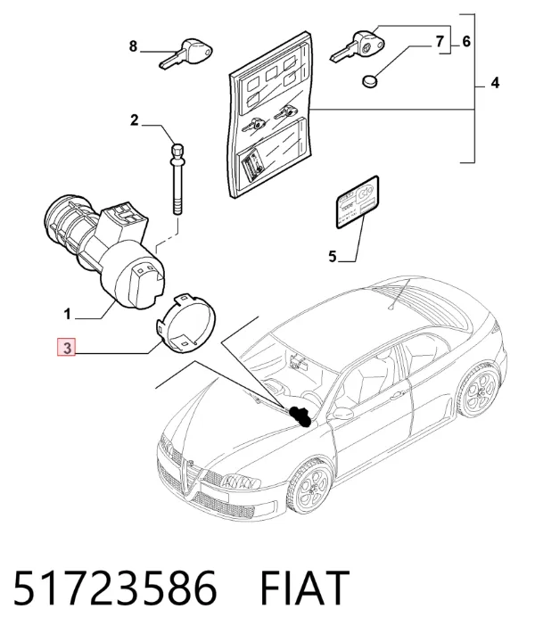 Antena (pierścień) immobilizera 51723586 Fiat/Alfa/Lancia