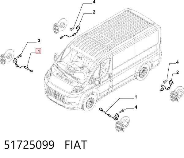 Czujnik ABS przedni 51725099 Fiat/Alfa/Lancia