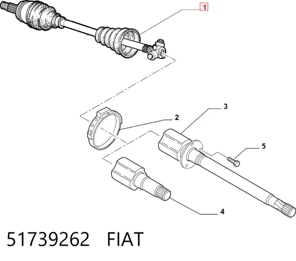 Półoś napędowa przednia lewa 51739262 Fiat/Alfa/Lancia