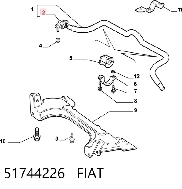Tuleja stabilizatora przedniego zewnętrzna 51744226 Fiat/Alfa/Lancia