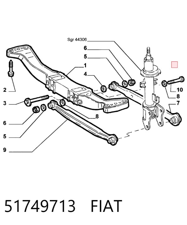 Wahacz zawieszenia tylnego górny lewy/prawy 51749713 Fiat/Alfa/Lancia