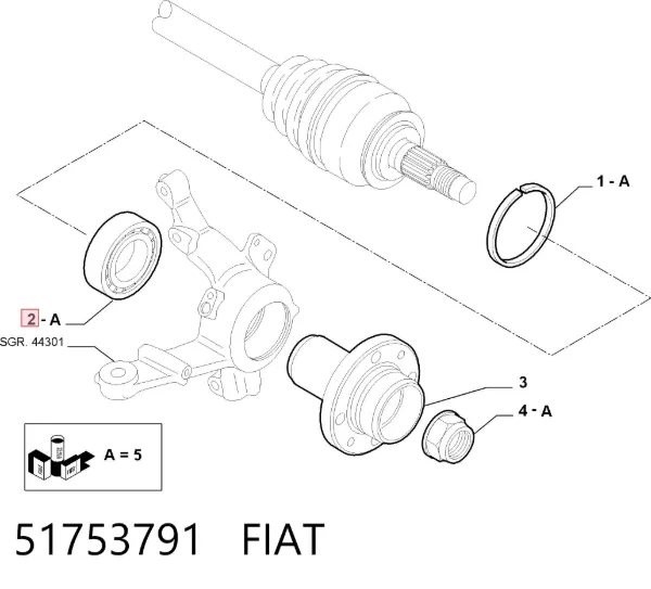 Łożysko piasty przedniej 51753791 Fiat/Alfa/Lancia