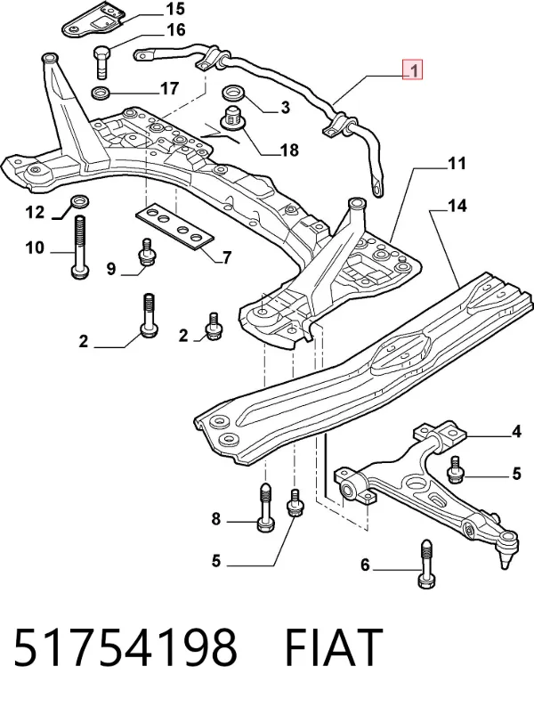 Stabilizator przedni 51754198 Fiat/Alfa/Lancia