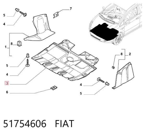 Osłona silnika, miski (przedziału silnika) 51754606 Fiat/Alfa/Lancia