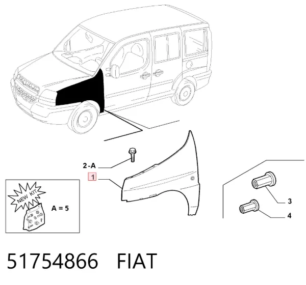 Błotnik przedni lewy 51754866 Fiat/Alfa/Lancia