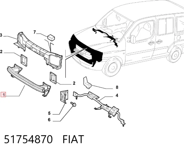 Wzmocnienie zderzaka przedniego 51754870 Fiat/Alfa/Lancia